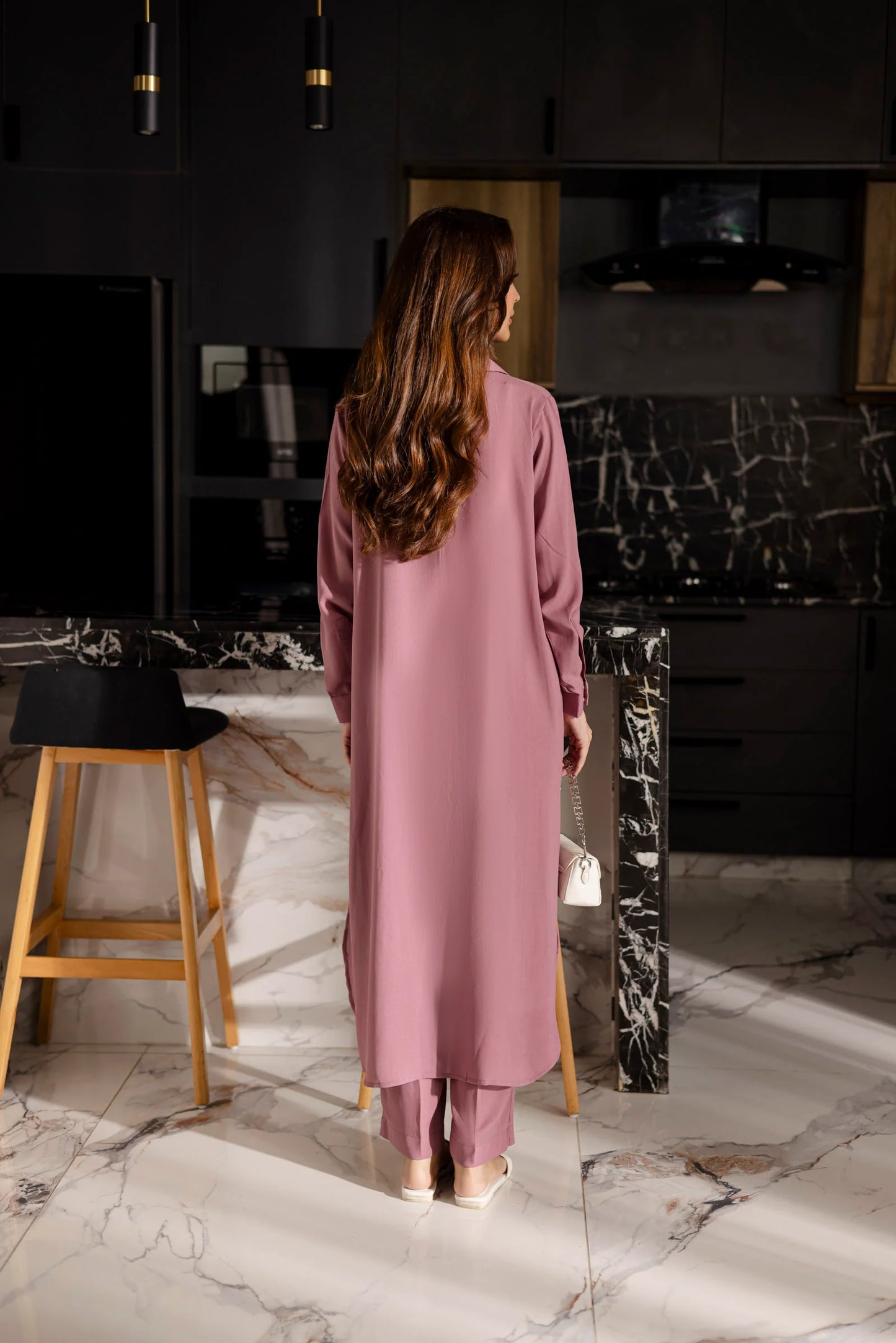 Solid 2PC Dress - SP-02 Mauve | Georgette Solids | Silayi Pret