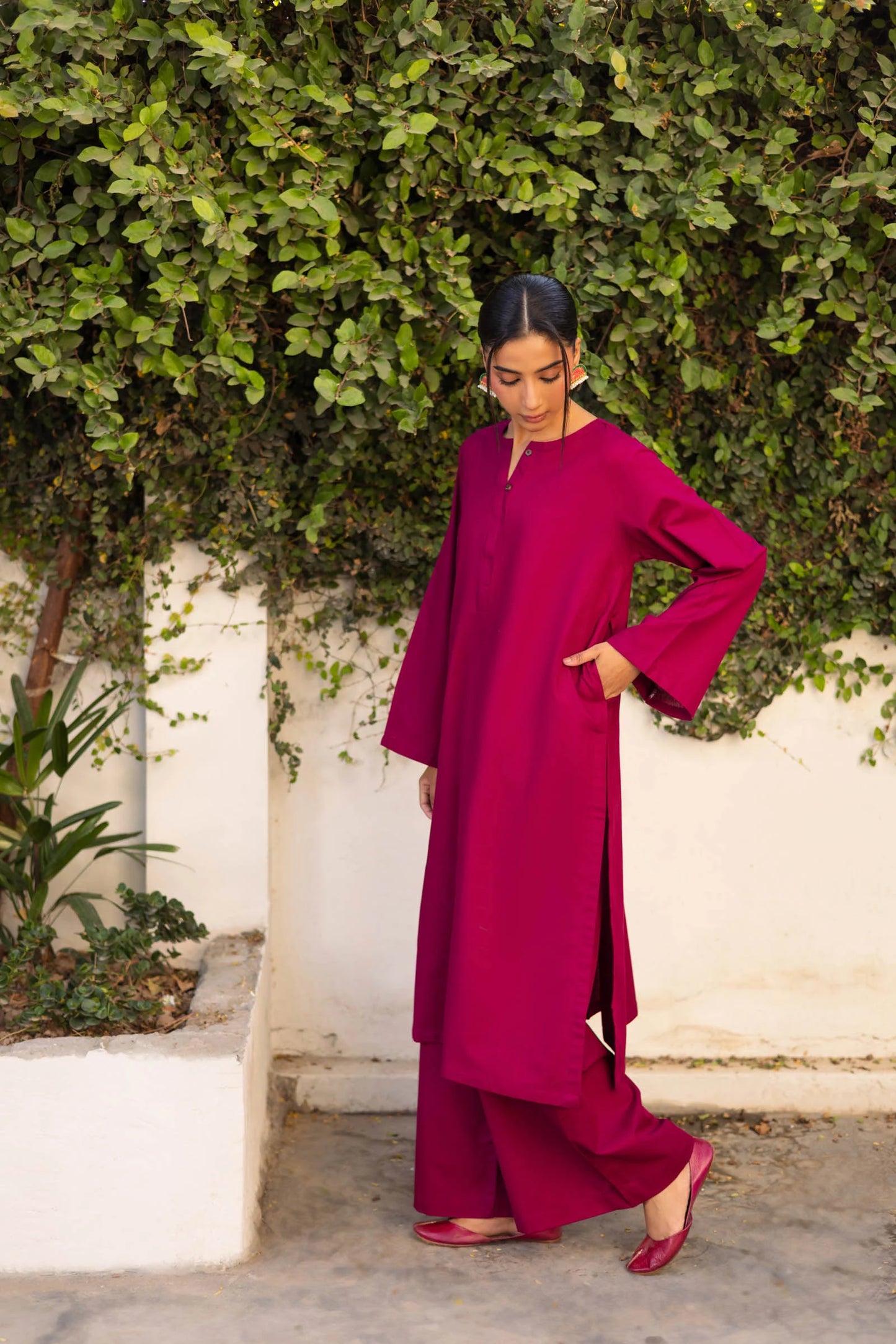 2 PC Khaddar Solid PSK 01 - Plum | Winter Solids | Silayi Pret