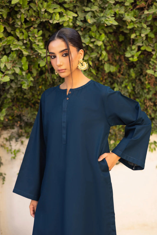 2 PC Khaddar Solid PSK 01 - Teal | Winter Solids | Silayi Pret