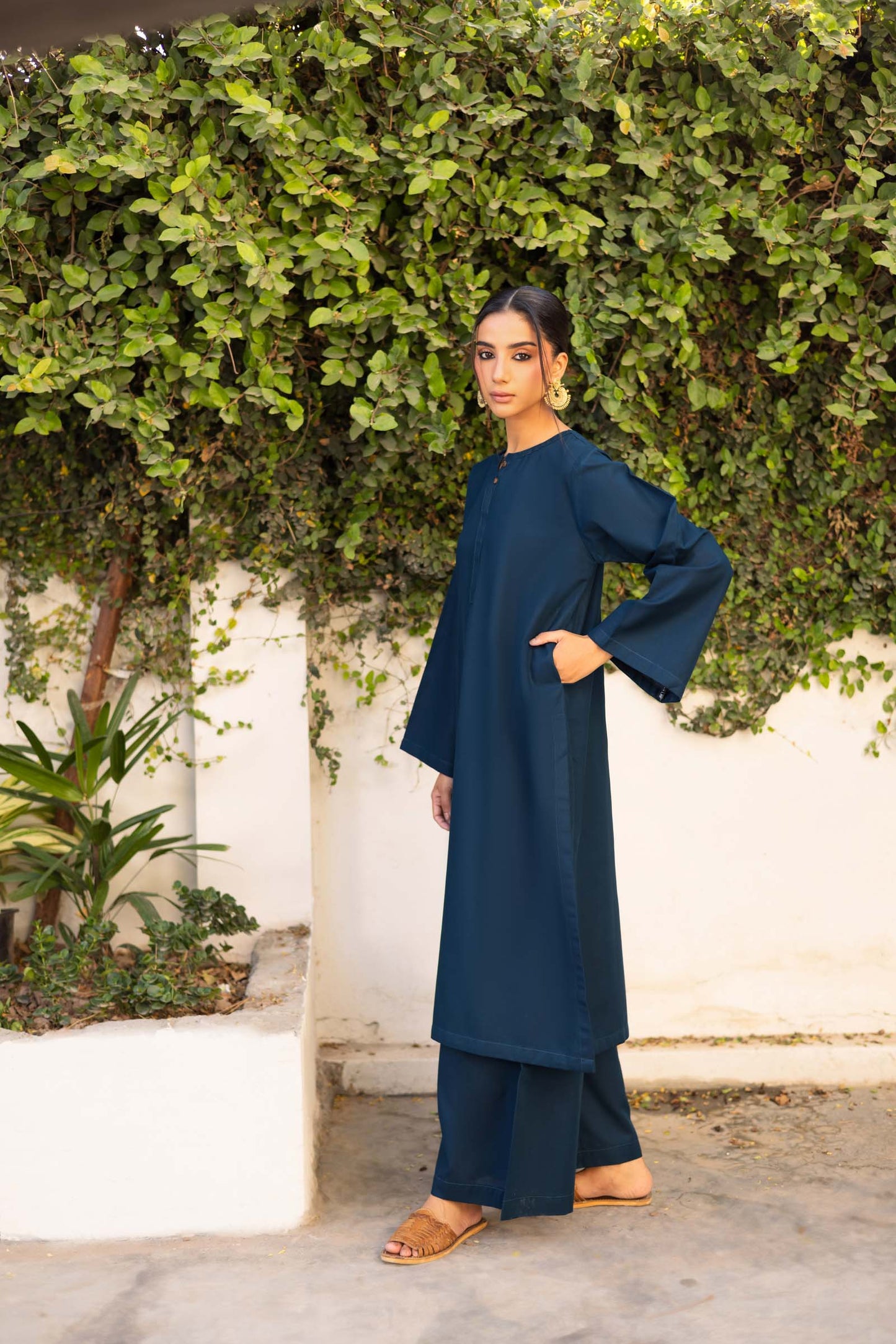 2 PC Khaddar Solid PSK 01 - Teal | Winter Solids | Silayi Pret