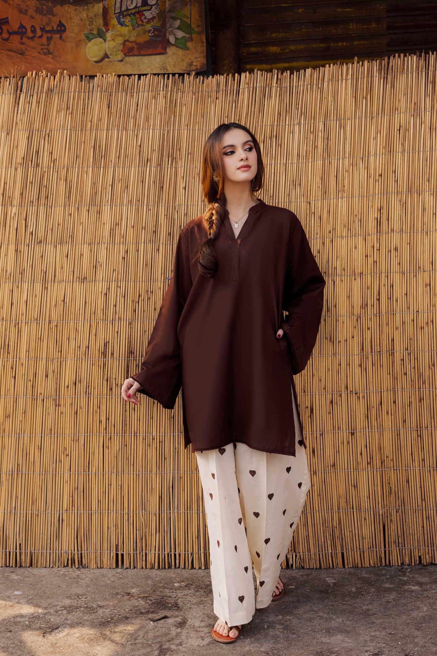 2PC Embroidered Khaddar MSK 05 – Dark Brown | Winter Solids | Silayi Pret