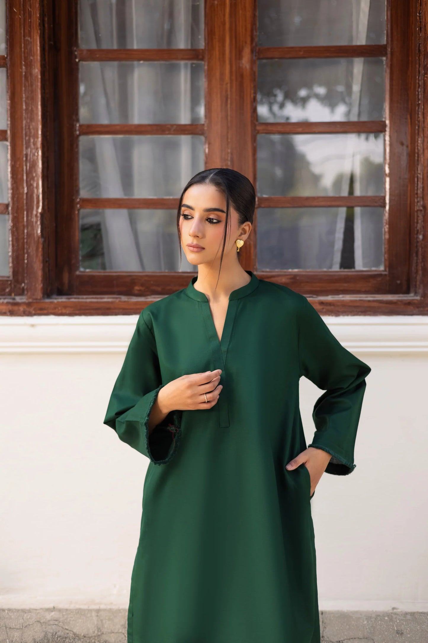 2 PC Khaddar Solid FSK 03 – Bottle Green | Winter Solids | Silayi Pret