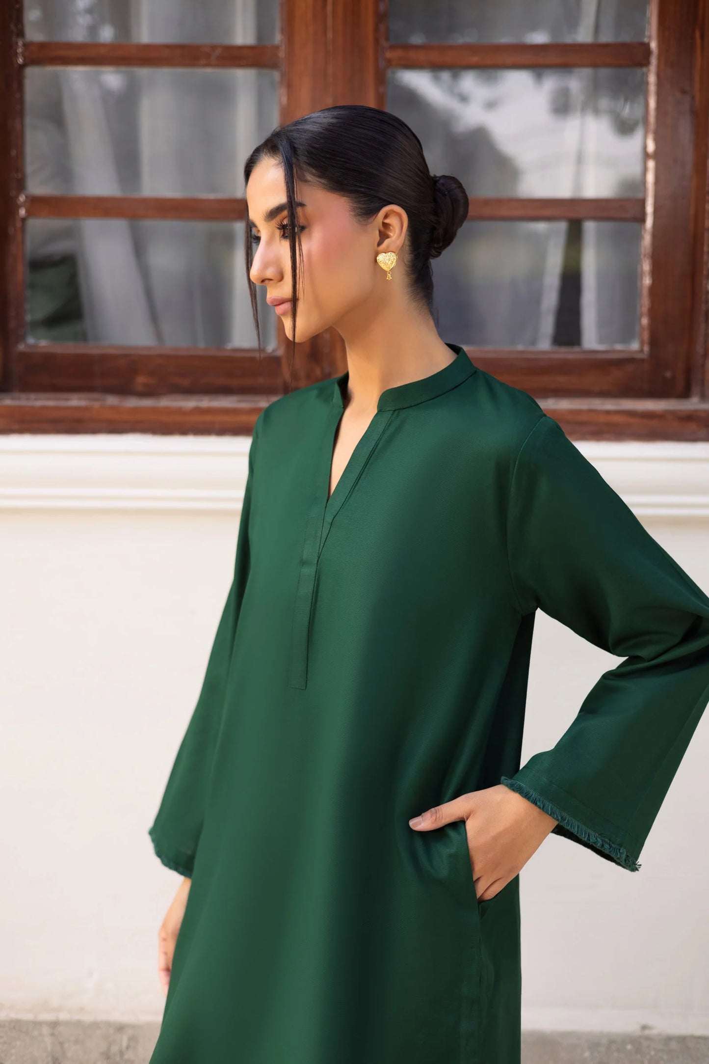 2 PC Khaddar Solid FSK 03 – Bottle Green | Winter Solids | Silayi Pret