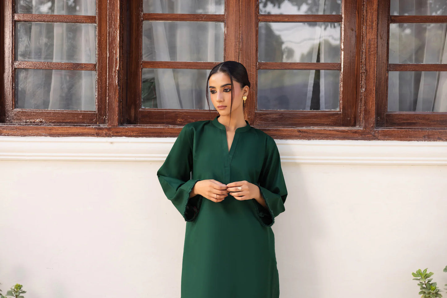 2 PC Khaddar Solid FSK 03 – Bottle Green | Winter Solids | Silayi Pret