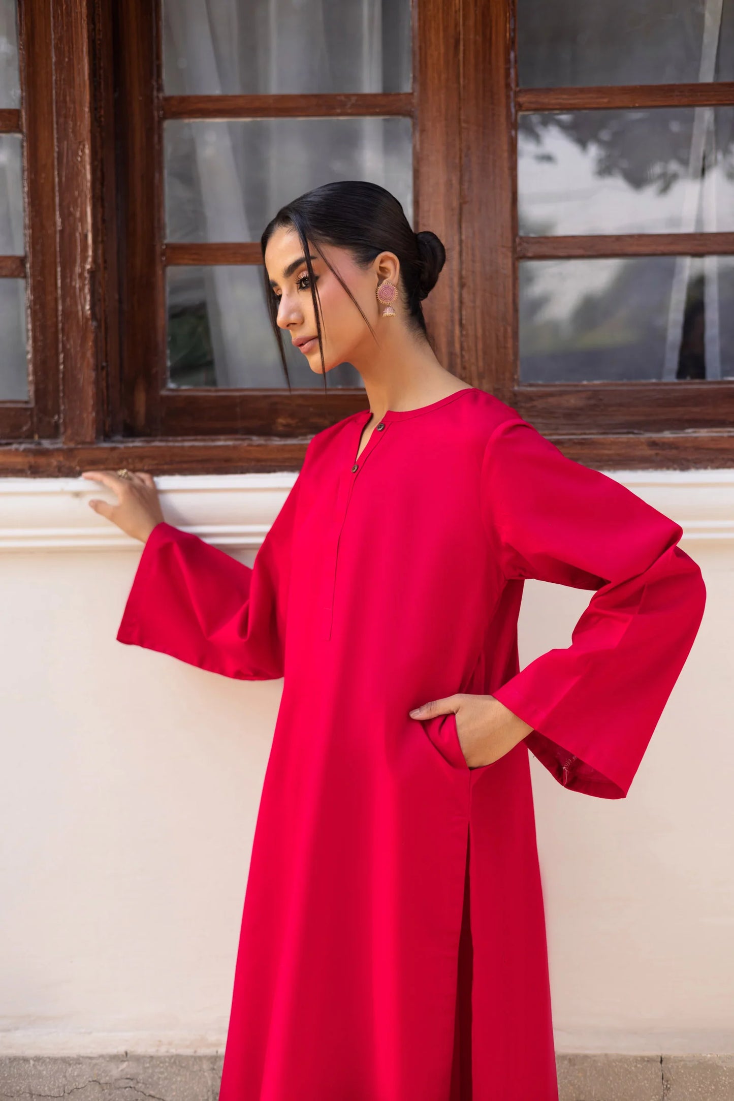 2 PC Khaddar Solid PSK 01 - Shocking Pink | Winter Solids | Silayi Pret