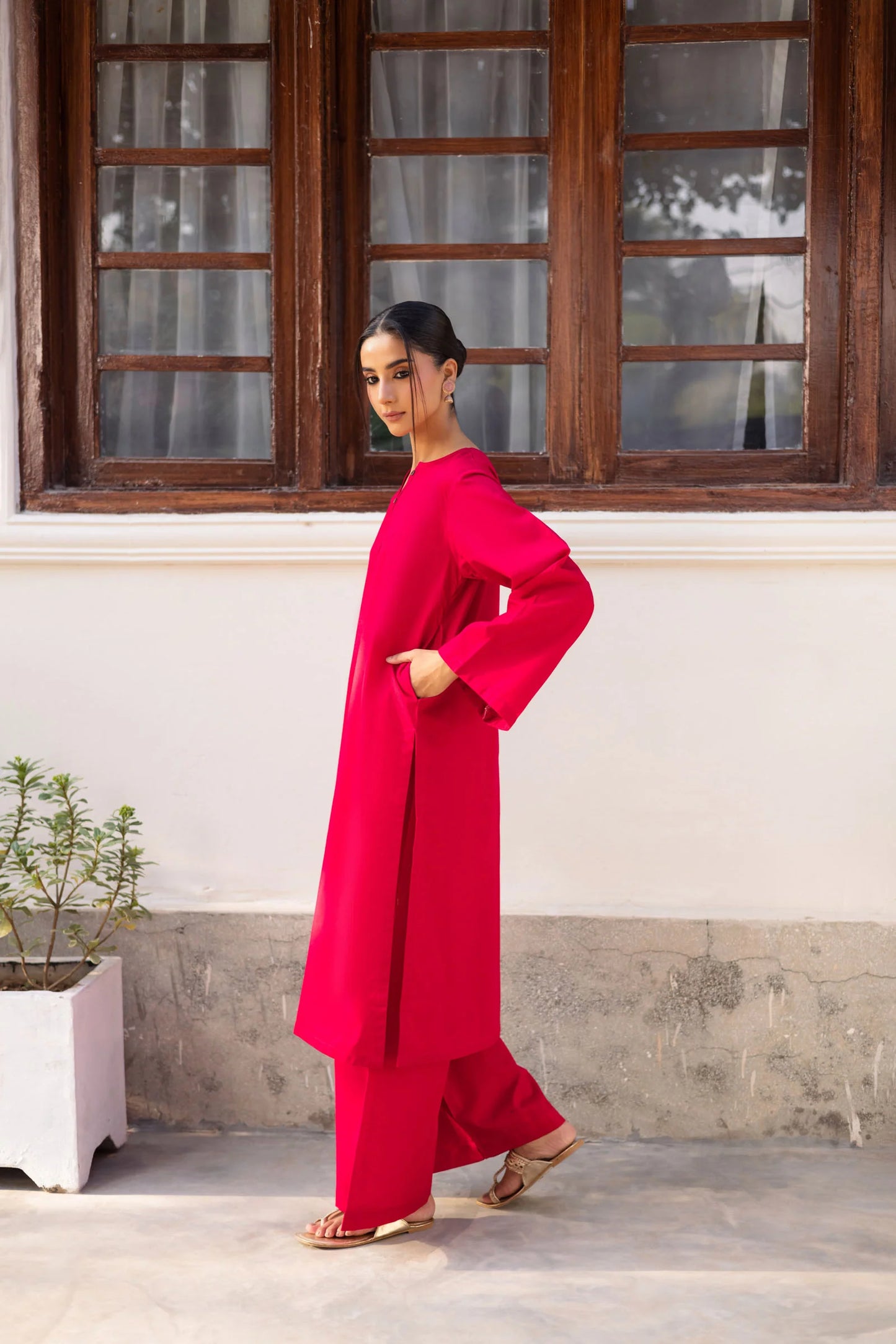 2 PC Khaddar Solid PSK 01 - Shocking Pink | Winter Solids | Silayi Pret