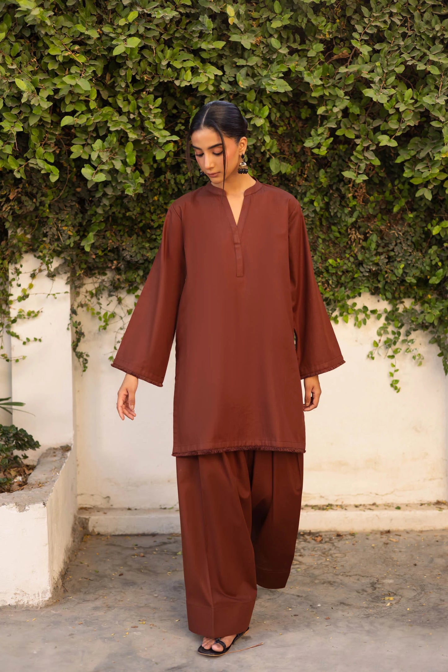 2 PC Khaddar Solid FSK 03 – Chocolate Brown | Winter Solids | Silayi Pret