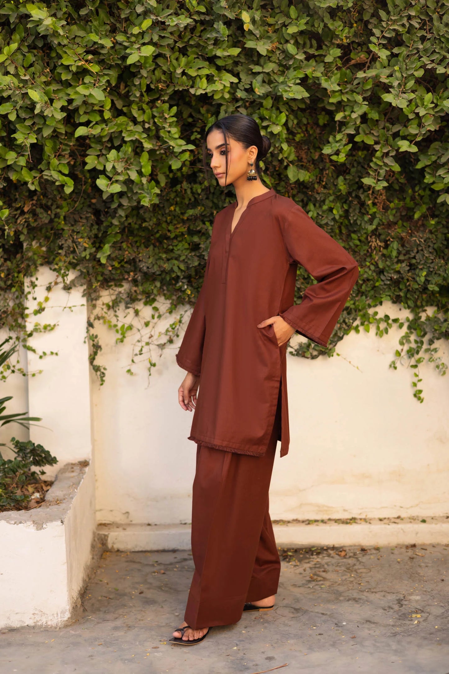 2 PC Khaddar Solid FSK 03 – Chocolate Brown | Winter Solids | Silayi Pret