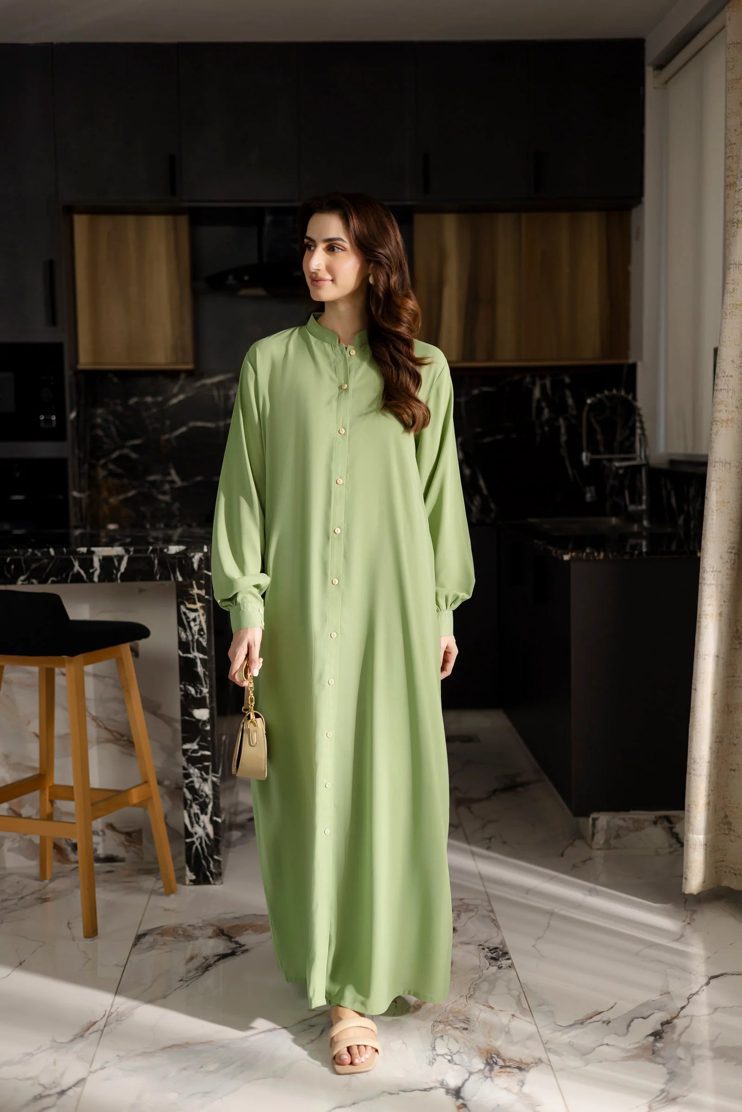 Solid 2PC Dress - SP-05 Mint Green | Georgette Solids | Silayi Pret