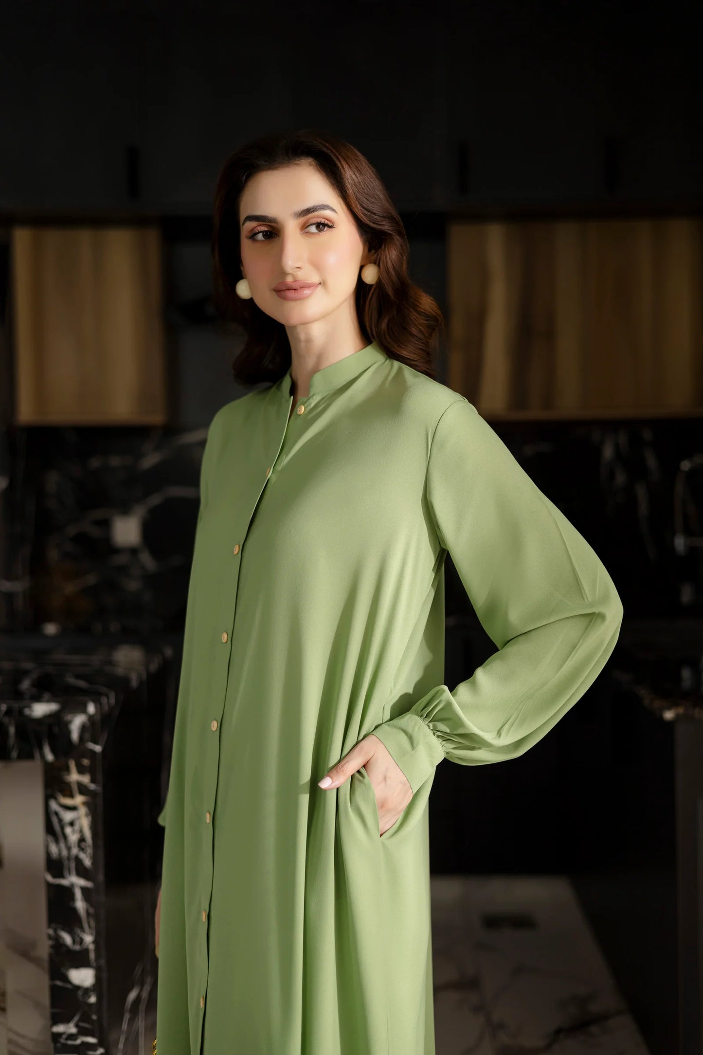 Solid 2PC Dress - SP-05 Mint Green | Georgette Solids | Silayi Pret