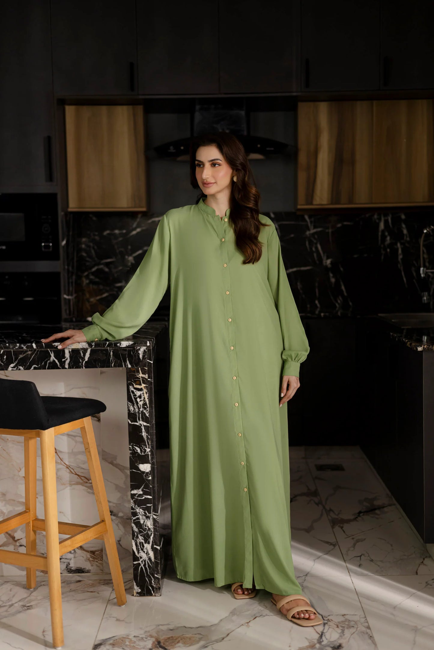 Solid 2PC Dress - SP-05 Mint Green | Georgette Solids | Silayi Pret