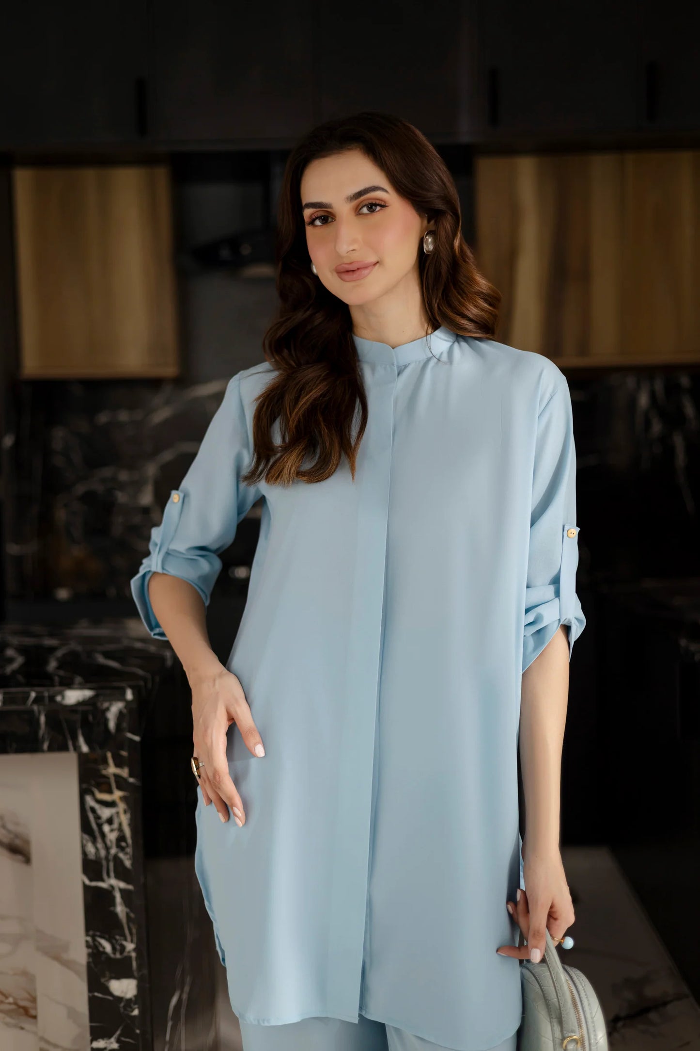 Solid 2PC Dress - SP-01 Ice Blue | Georgette Solids | Silayi Pret