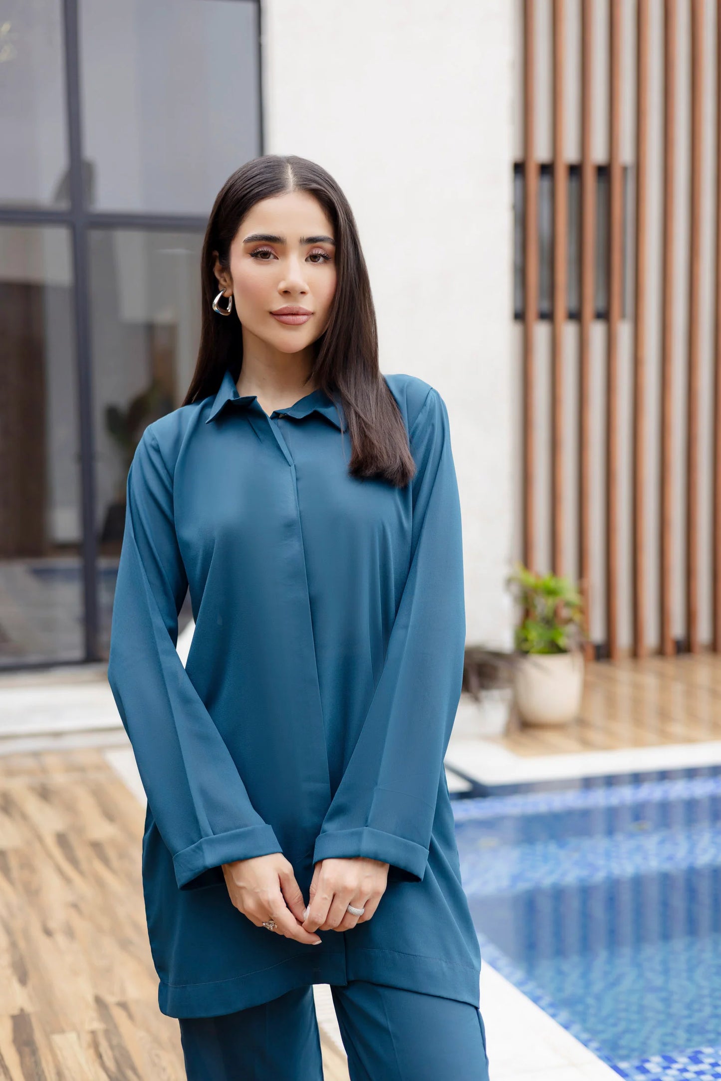 Solid 2PC Dress - SP-03 Teal | Georgette Solids | Silayi Pret