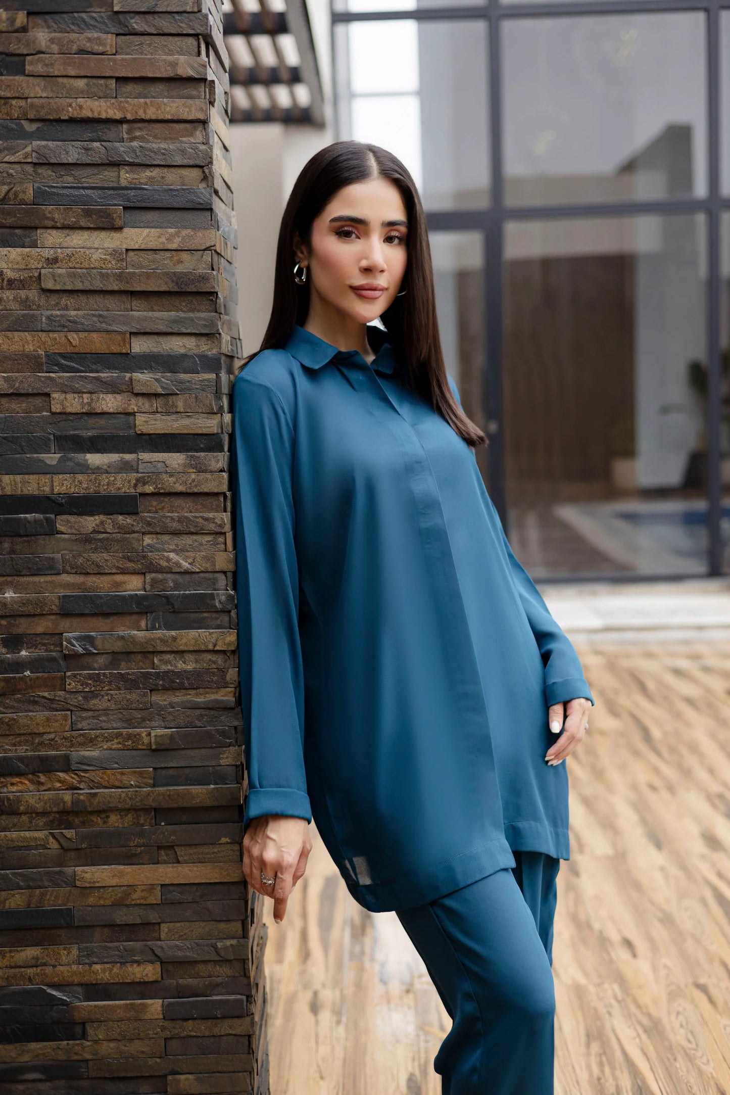 Solid 2PC Dress - SP-03 Teal | Georgette Solids | Silayi Pret