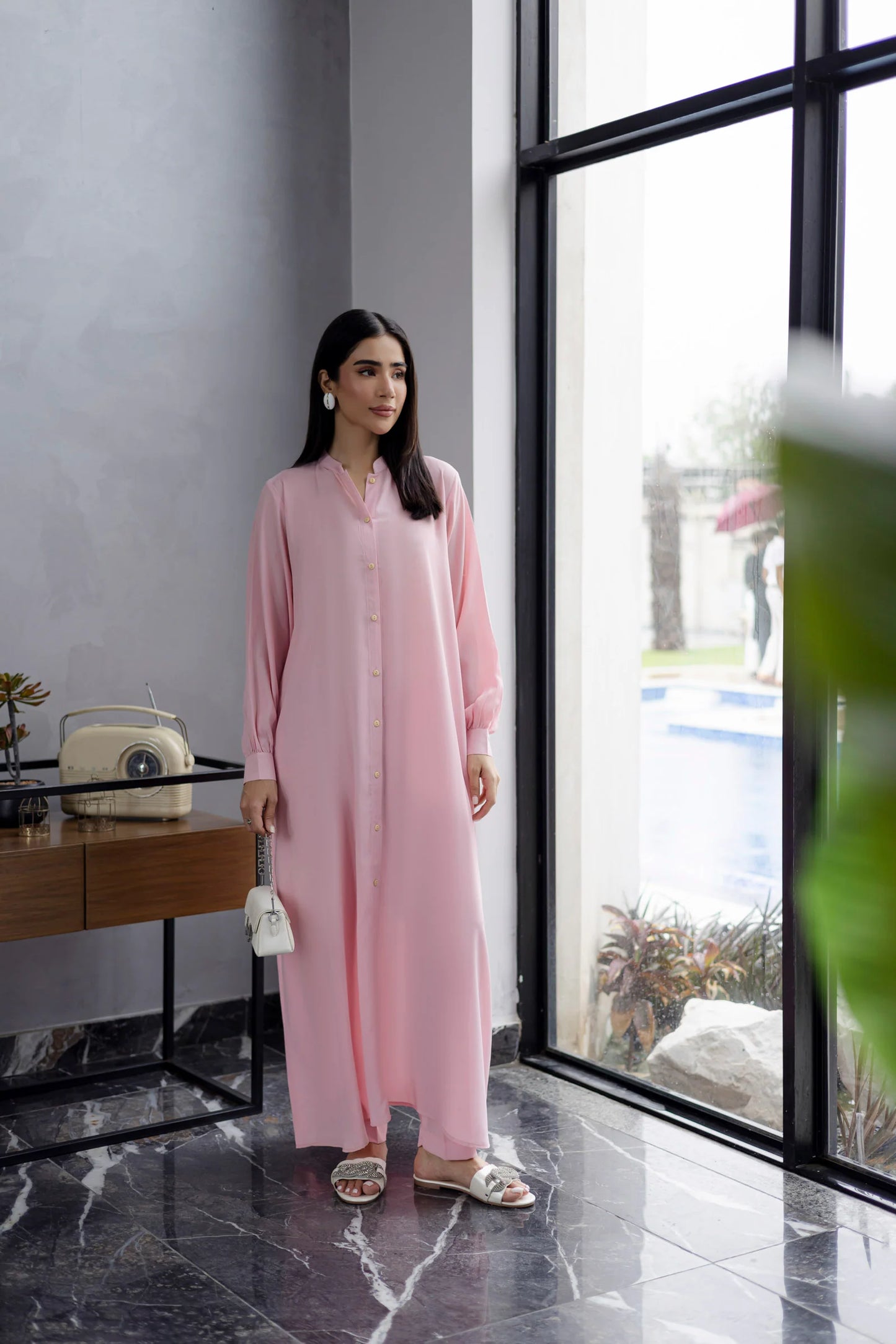 Solid 2PC Dress - SP-05 Powder Pink | Georgette Solids | Silayi Pret