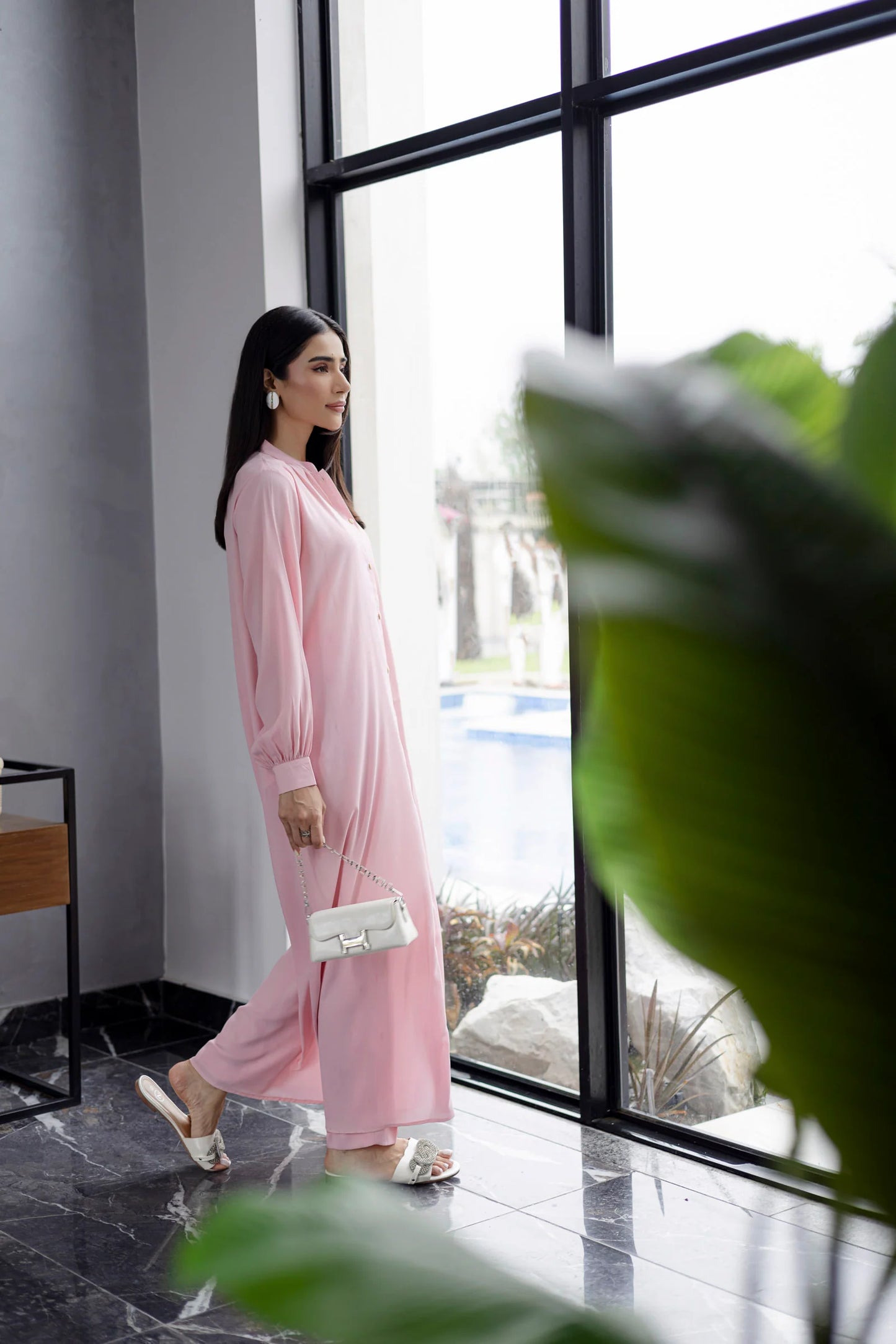 Solid 2PC Dress - SP-05 Powder Pink | Georgette Solids | Silayi Pret