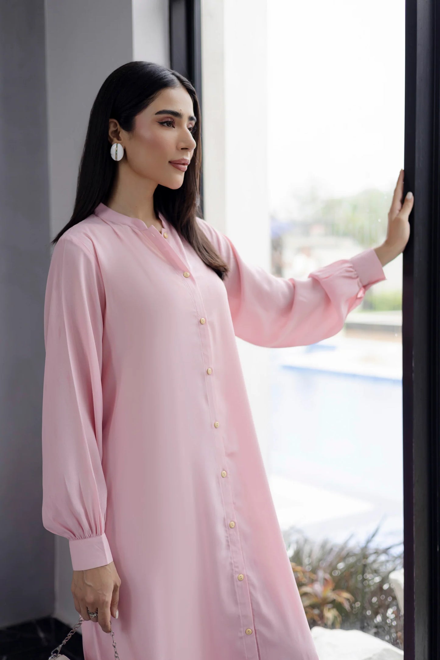 Solid 2PC Dress - SP-05 Powder Pink | Georgette Solids | Silayi Pret