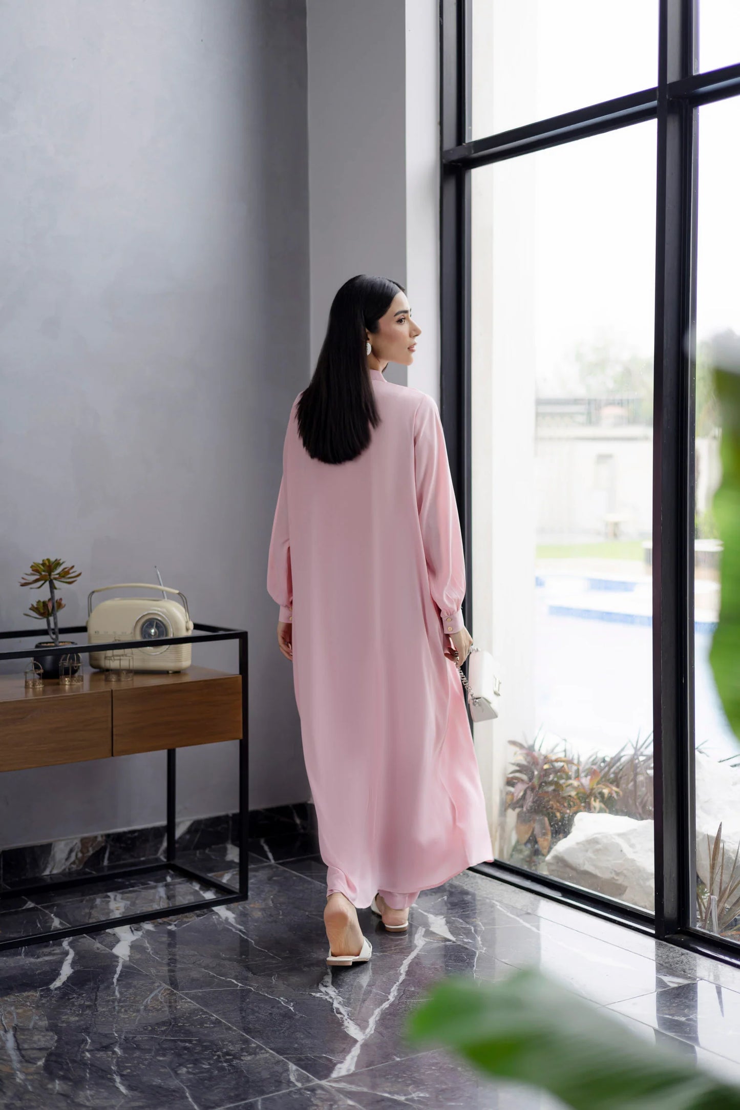 Solid 2PC Dress - SP-05 Powder Pink | Georgette Solids | Silayi Pret