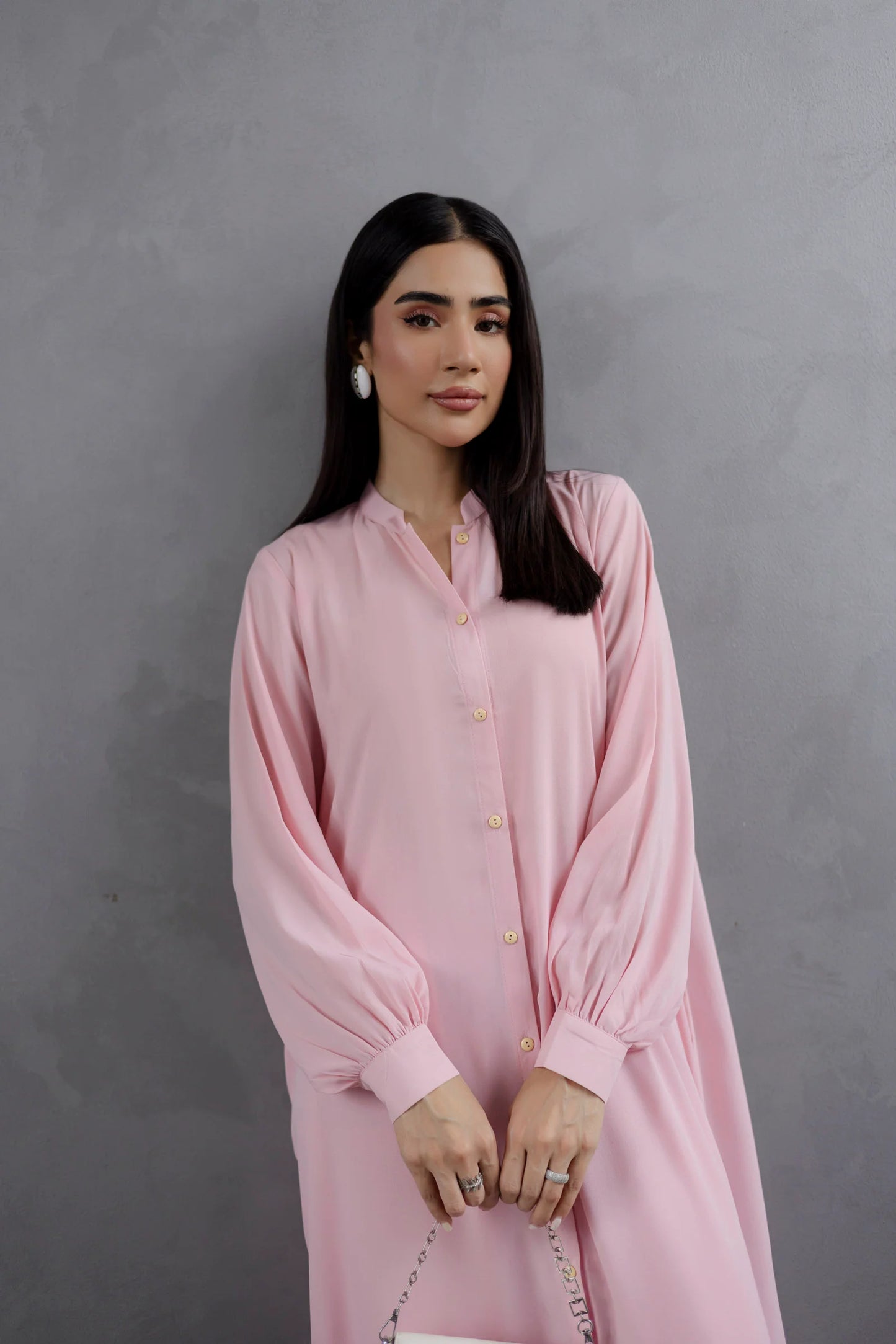 Solid 2PC Dress - SP-05 Powder Pink | Georgette Solids | Silayi Pret