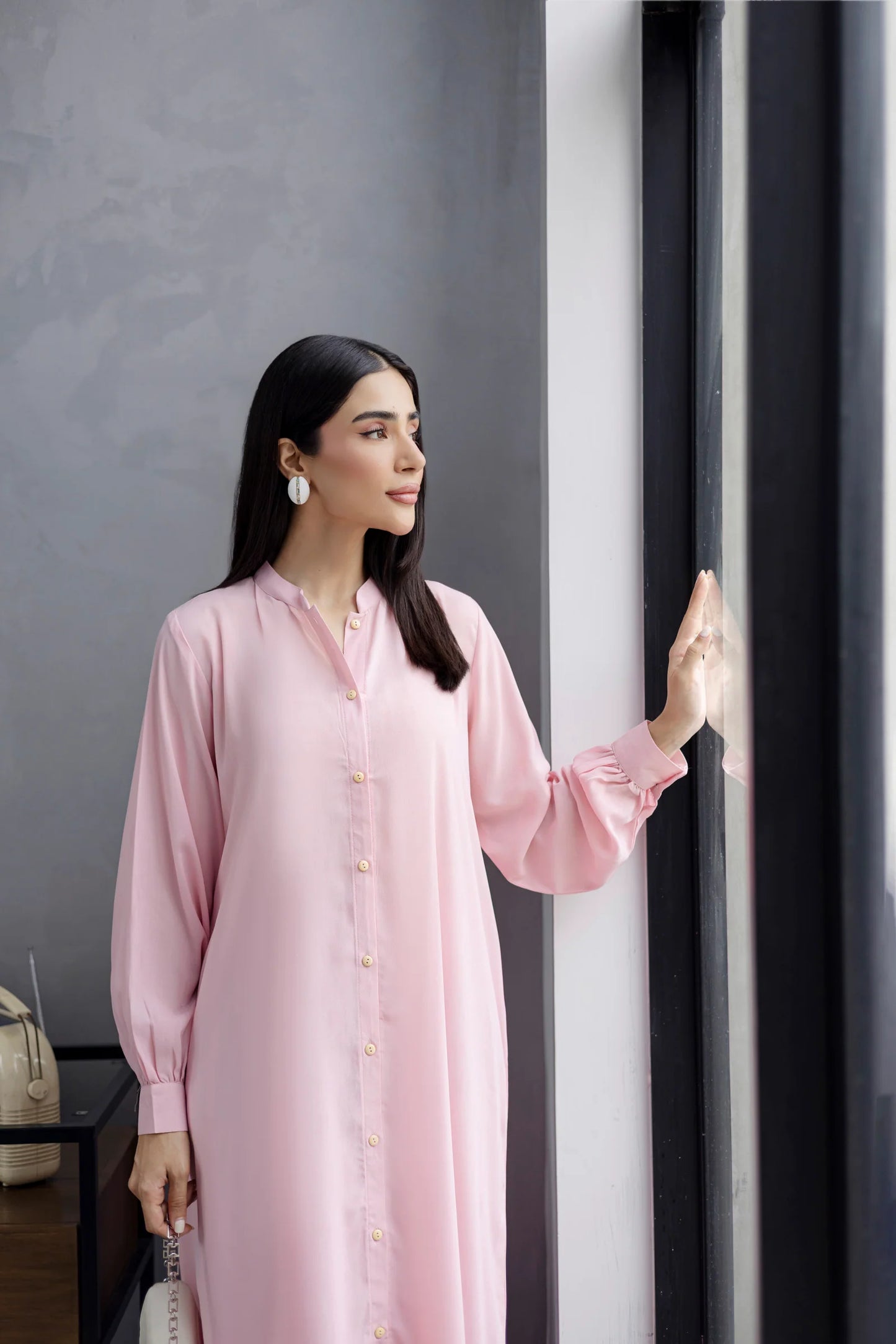 Solid 2PC Dress - SP-05 Powder Pink | Georgette Solids | Silayi Pret