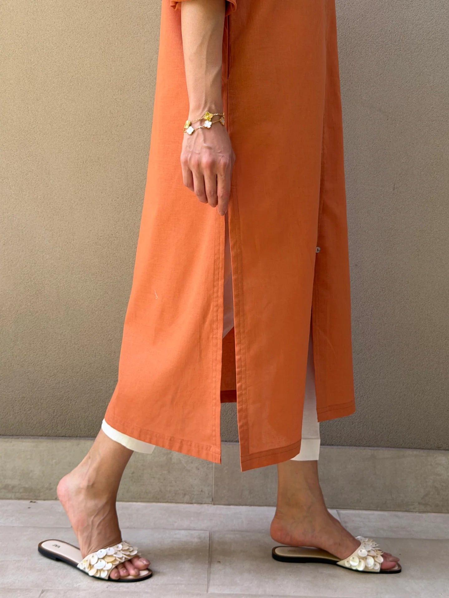 Oversized Linen Shirt Dress in Tangerine | Sak Atelier