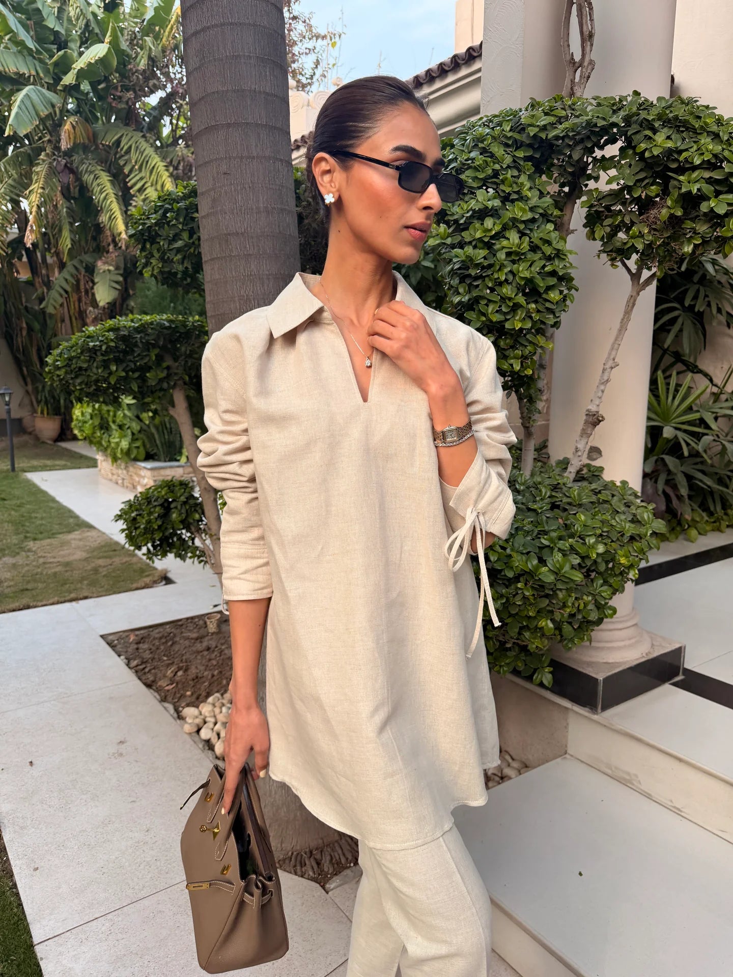 Beige Bow Set | Sak Atelier