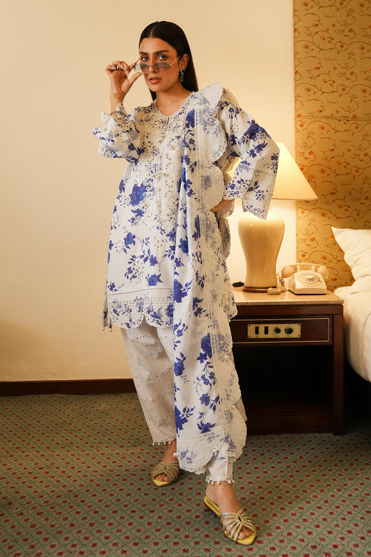 STITCHED EMBROIDERED LAWN SUIT SS25SGE375P3 | Sana Safinaz