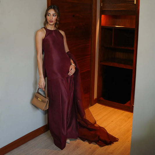 Zarminay Haq Blooming Burgundy | ZAHRA | SADAF KANWAL
