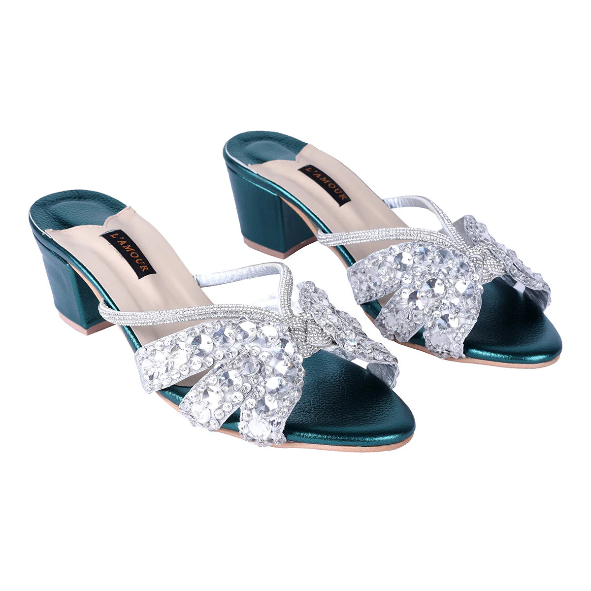 Sasha Block Heels - Green | L'AMOUR | FOOTWEAR