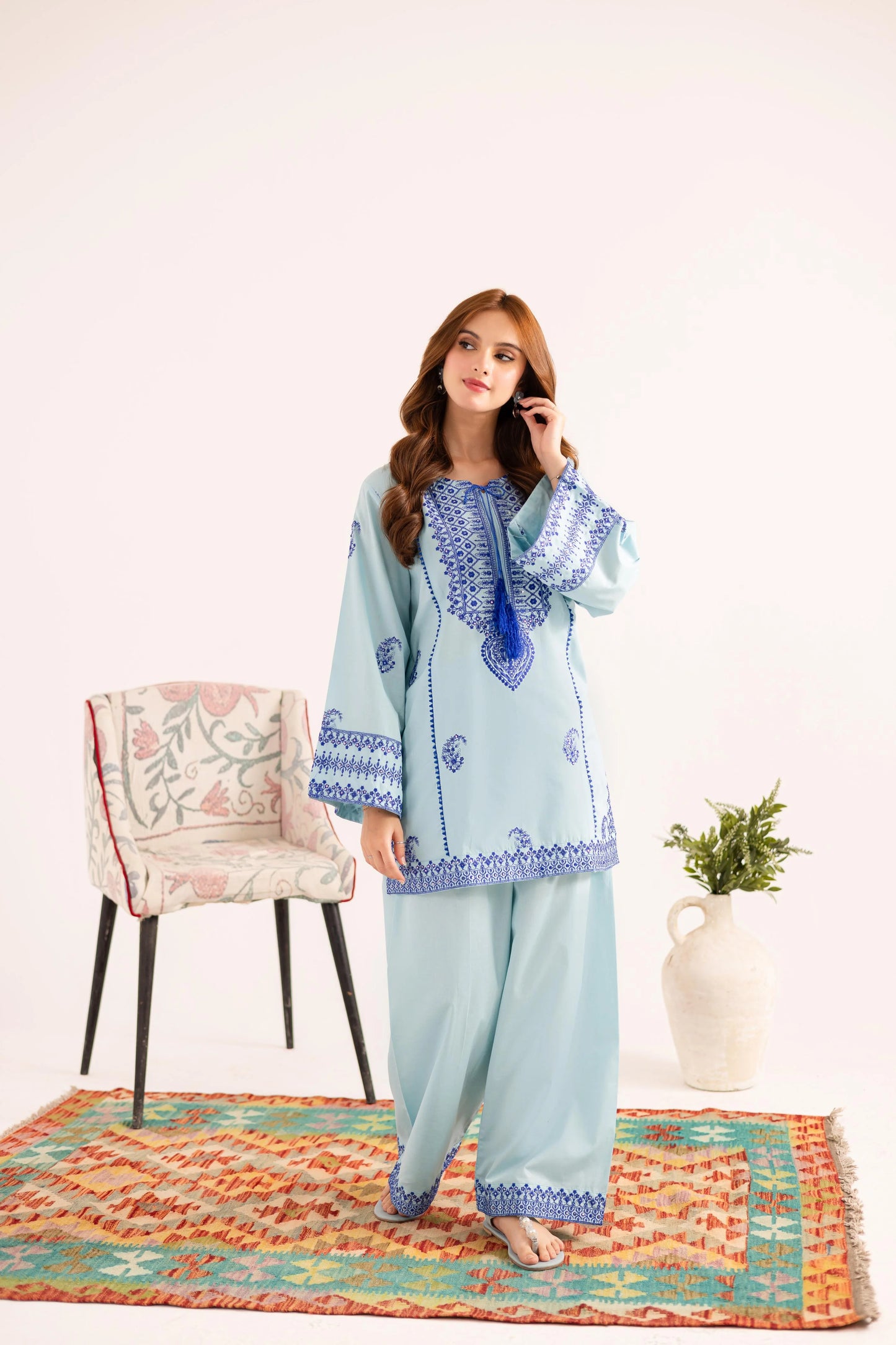 2PC Summer Embroidered Dress - 1125 | Summer Embroidered Pret | Silayi Pret