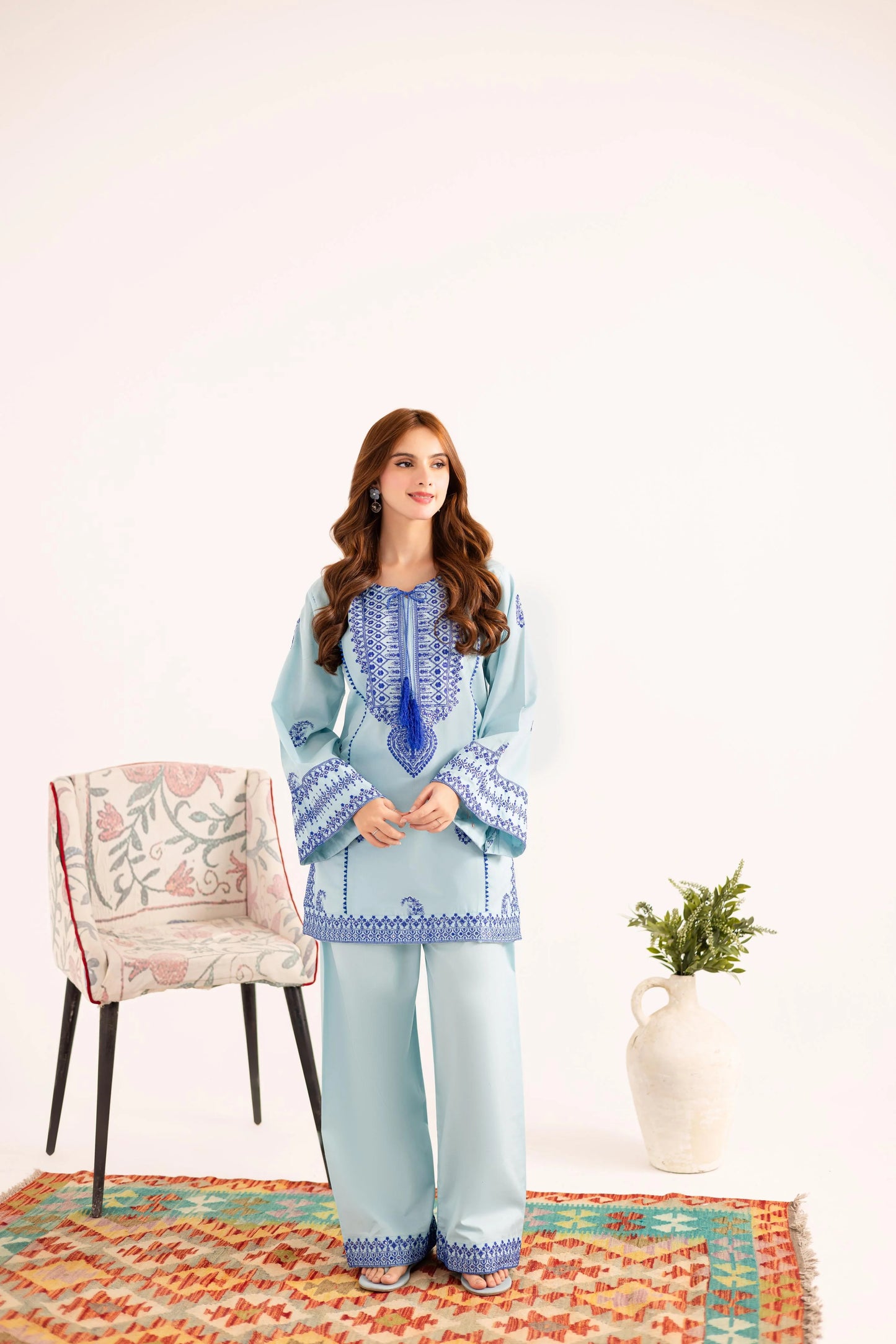 2PC Summer Embroidered Dress - 1125 | Summer Embroidered Pret | Silayi Pret