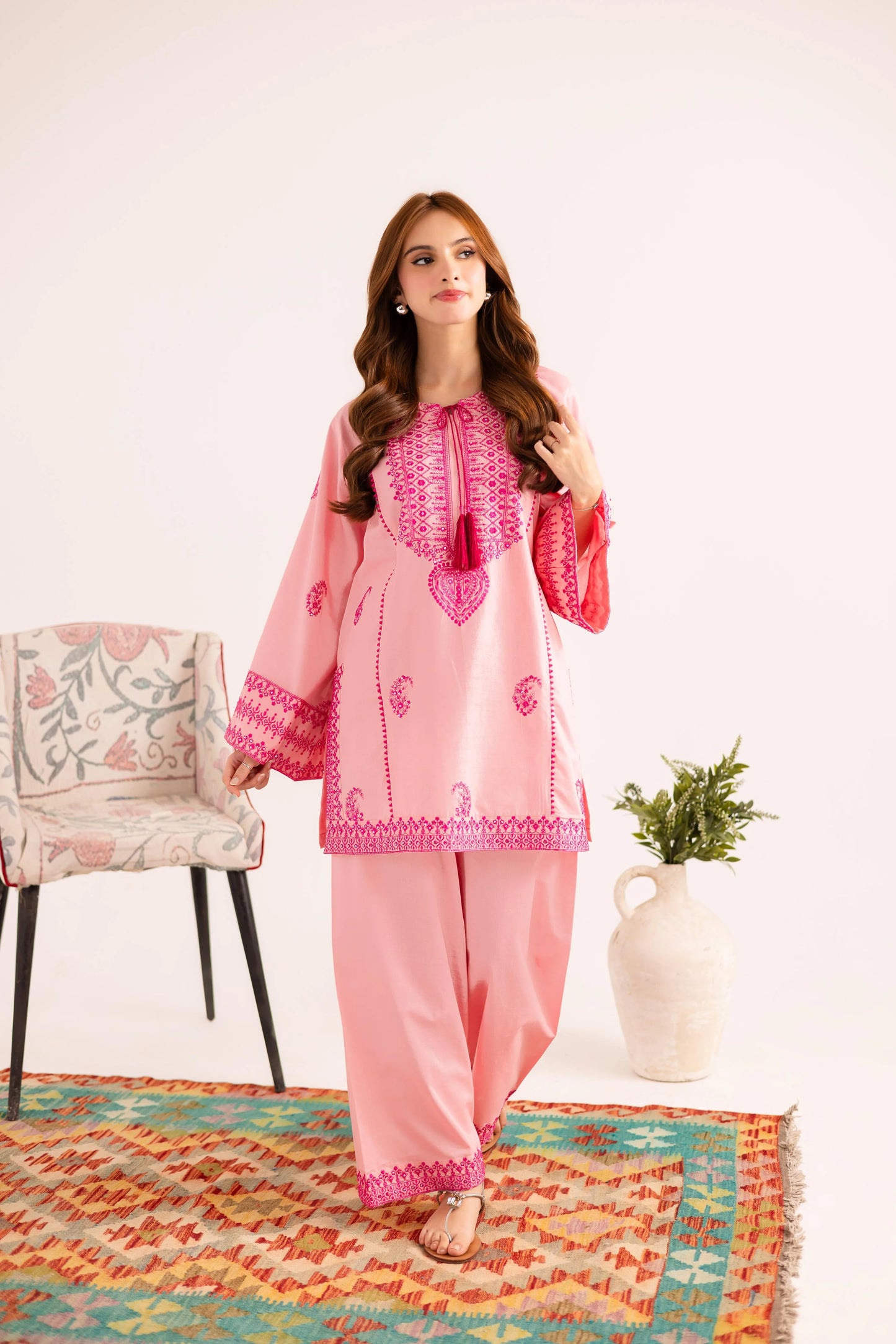 2PC Summer Embroidered Dress - 1124 | Summer Embroidered Pret | Silayi Pret