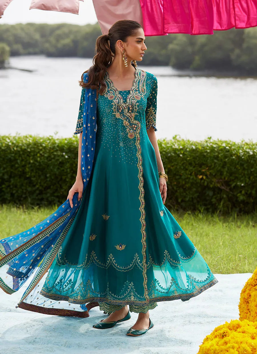 Empress Emerald Kalidaar And Dupatta | Mayna Festive Luxe Pret '25 | FARAH TALIB AZIZ