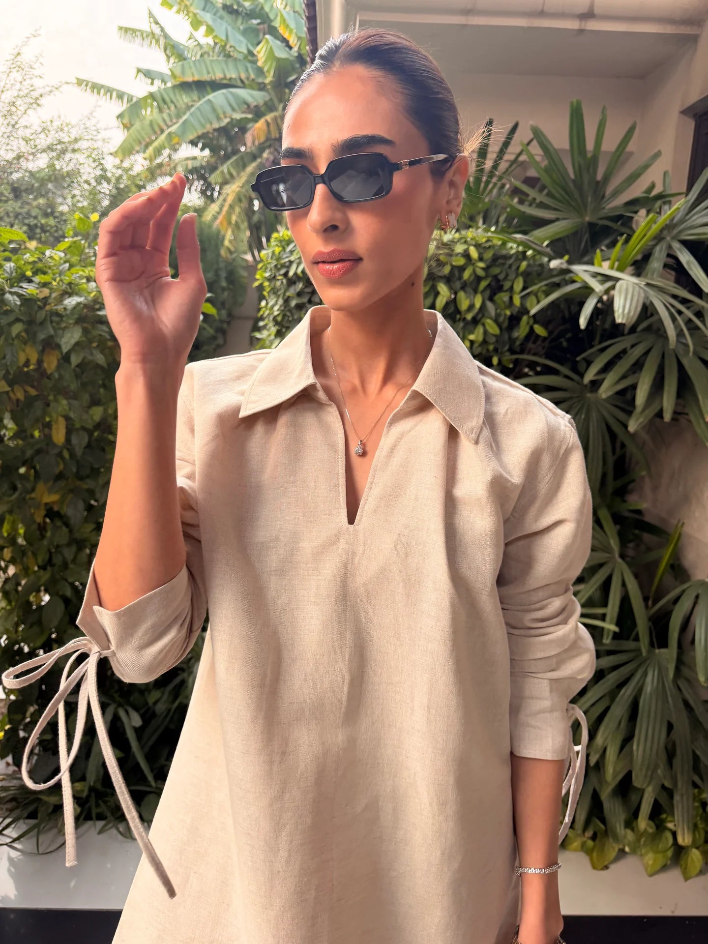 Beige Bow Set | Sak Atelier