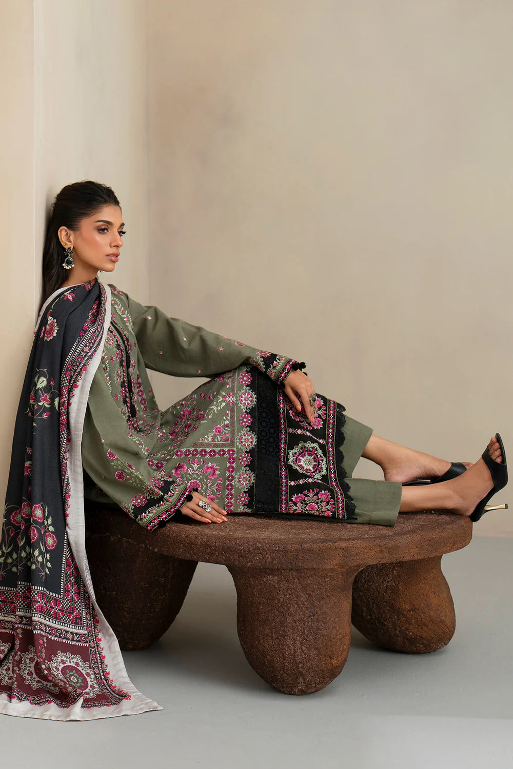 OLIVE | E0819/203/120 | Unstitched Rozana A/W '25 Drop 2 | Ethnc