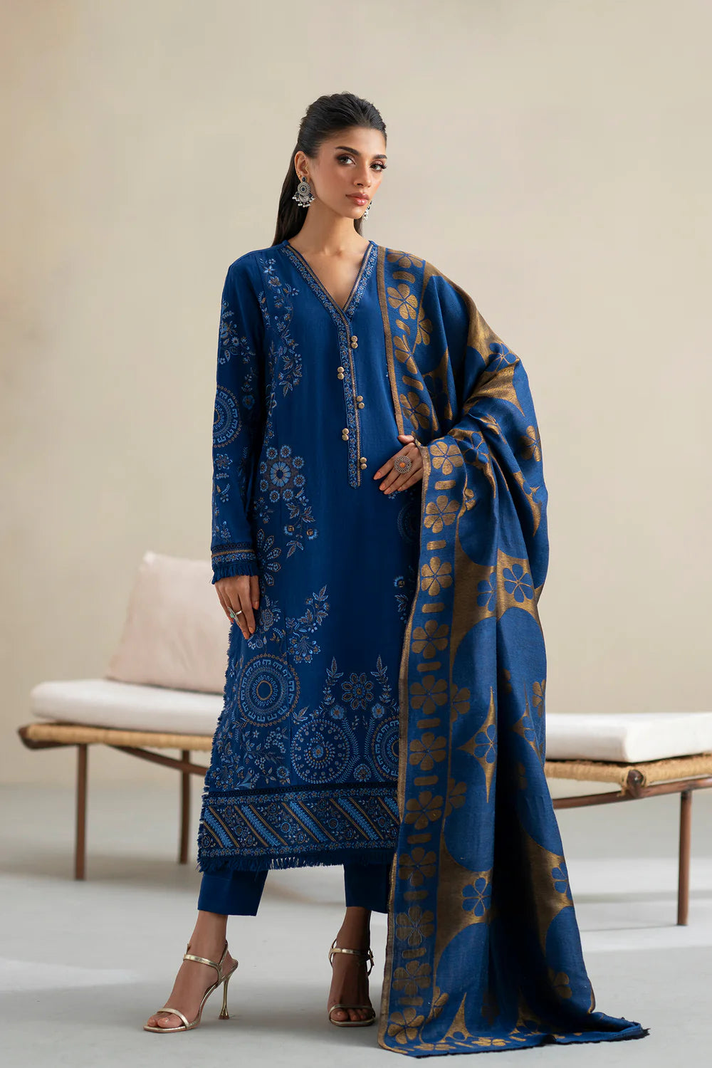 INDIGO BLUE | E0807/203/622 | Unstitched Rozana A/W '25 Drop 2 | Ethnc