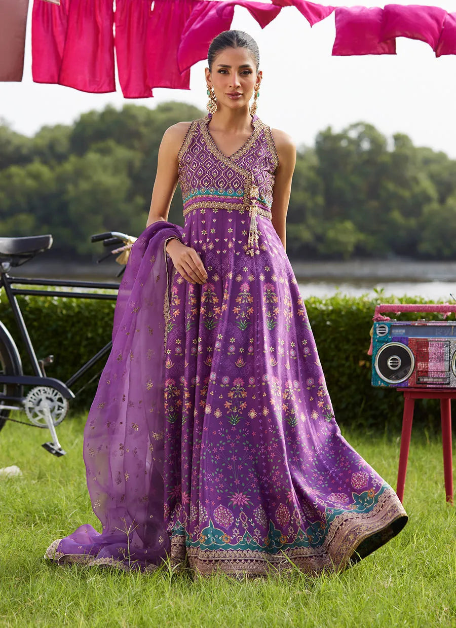 Aurora Aubergine Kalidaar And Dupatta | Mayna Festive Luxe Pret '25 | FARAH TALIB AZIZ