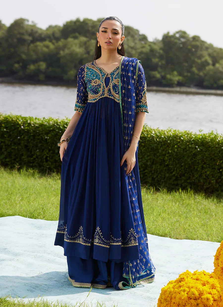 Zari Navy Kalidaar And Dupatta | Mayna Festive Luxe Pret '25 | FARAH TALIB AZIZ