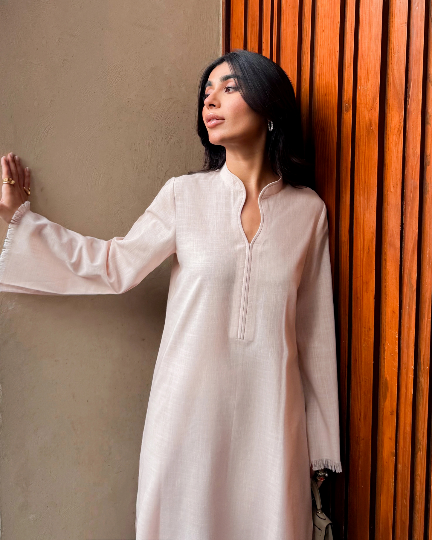 Light Pink Linen Fringe Set | LIRA (RTS)