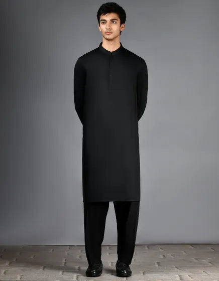 BLACK PLAIN KAMEEZ SHALWAR | FESTIVE '26 | JUNAID JAMSHED MENSWEAR