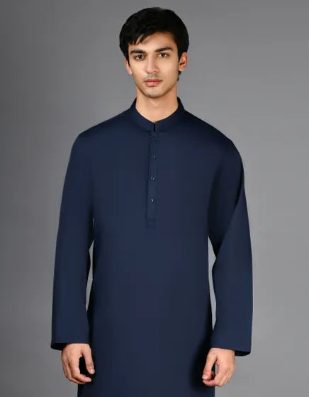 NAVY BLUE PLAIN KAMEEZ SHALWAR | FESTIVE '26 | JUNAID JAMSHED MENSWEAR