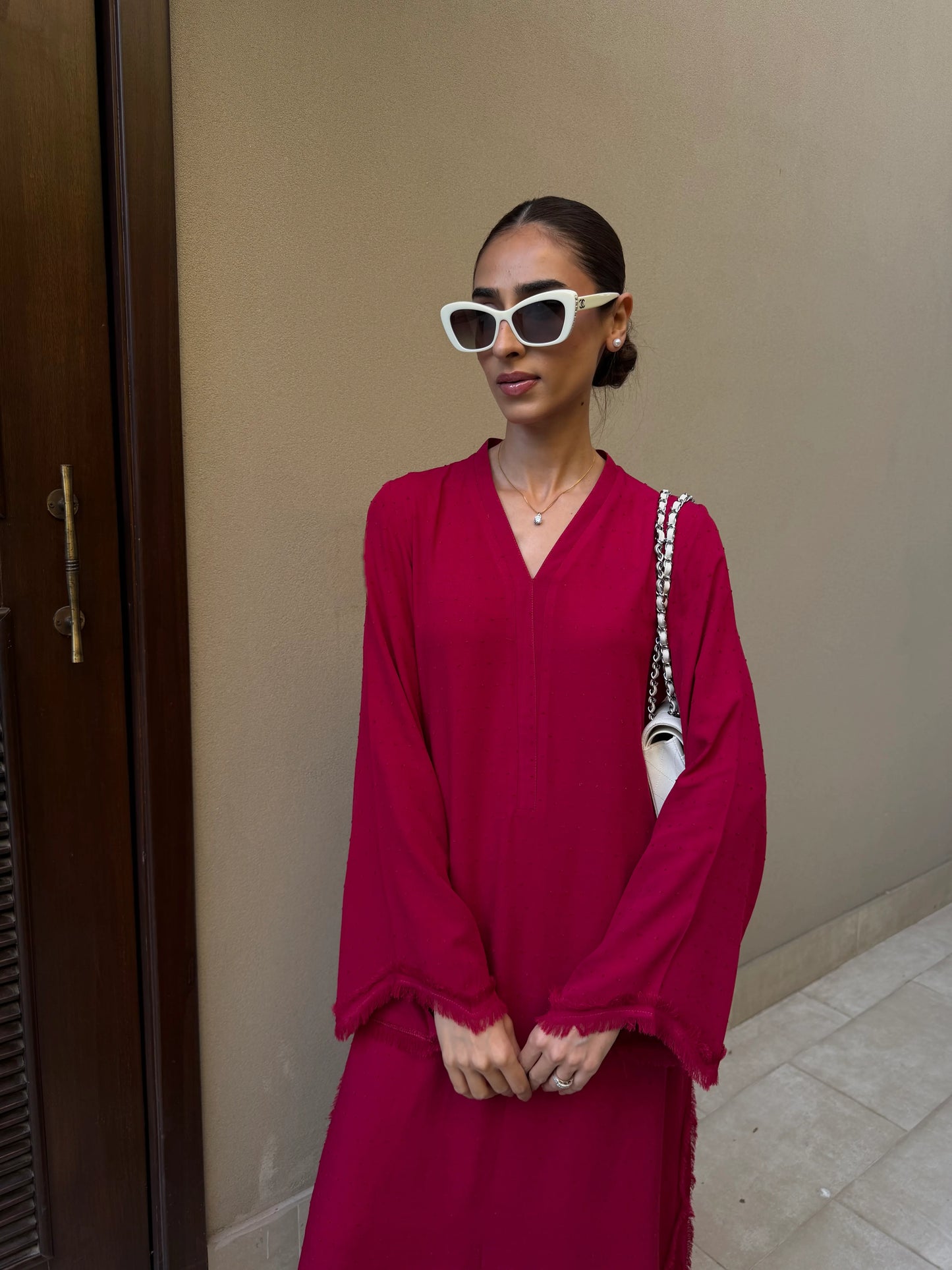 BERRY RED SWISS VOILE SABLE SET | Sak Atelier