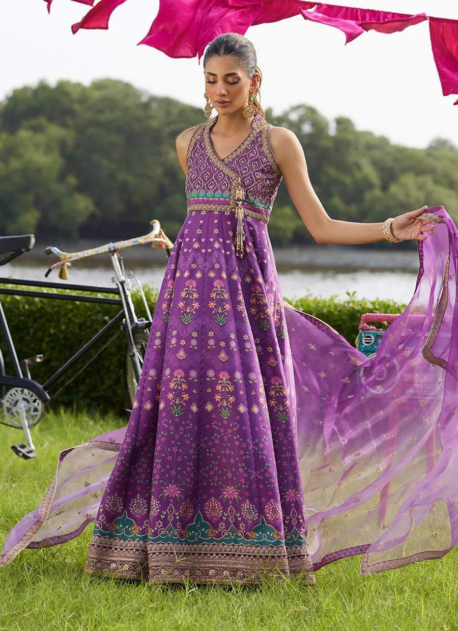 Aurora Aubergine Kalidaar And Dupatta | Mayna Festive Luxe Pret '25 | FARAH TALIB AZIZ