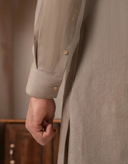 LIGHT BROWN COTTON CASUAL KURTA TROUSER | JUNAID JAMSHED MENSWEAR