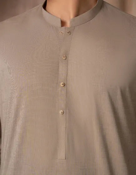LIGHT BROWN COTTON CASUAL KURTA TROUSER | JUNAID JAMSHED MENSWEAR