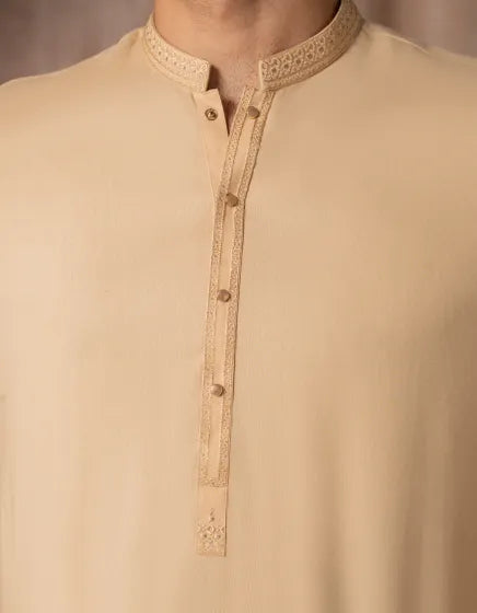 PEACH BLENDED SEMI-FORMAL KURTA TROUSER | JUNAID JAMSHED MENSWEAR
