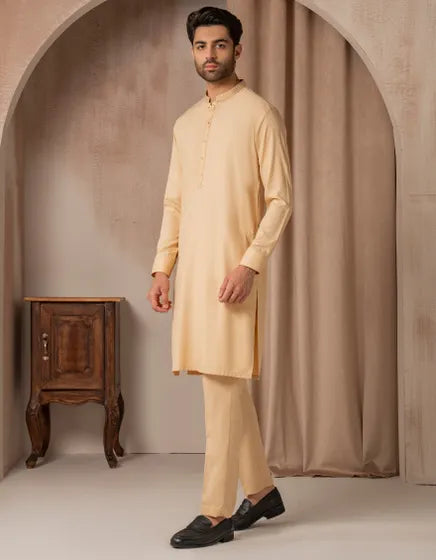 PEACH BLENDED SEMI-FORMAL KURTA TROUSER | JUNAID JAMSHED MENSWEAR