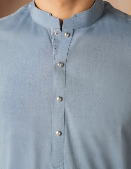 SKY BLUE CVC CASUAL KURTA TROUSER | JUNAID JAMSHED MENSWEAR