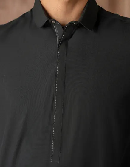 DARK GREEN CVC CASUAL KAMEEZ SHALWAR | JUNAID JAMSHED MENSWEAR