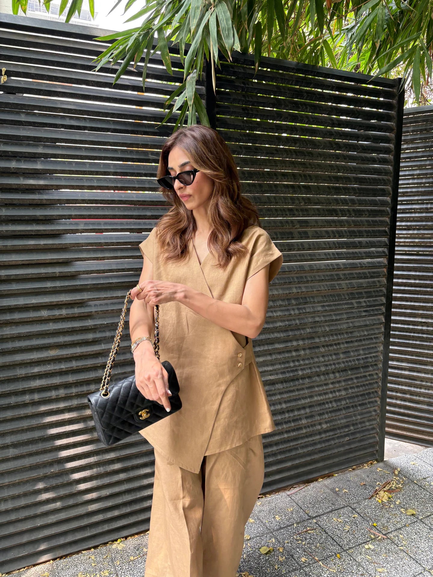 BROWN LINEN VEST SET | Sak Atelier
